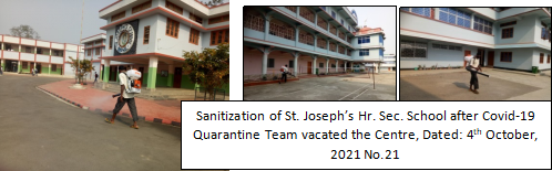 <strong>Sanitization of the higher secondary and High School Block after Evacuation of community Home Isolation Centre</strong>