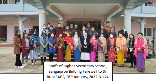 <strong>Farewell to Sr. Rubi SABS Vice-Principal, 28<sup>th</sup> January, 2022</strong>