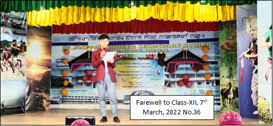 <strong>Farewell to Class-XII Students and Retiring Teacher Sir Ningombam Ranjan Singh, 7<sup>th</sup> March, 2022</strong>
